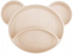 Canpol babies Szilikon osztott tányér tapadókoronggal, Maci, krémszín