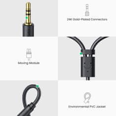 Ugreen Ugreen audio adapter jack 3.5mm-es jack 3.5mm-es férfi 2xRCA női kábel 0.25m szürke (AV109)