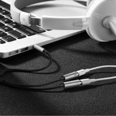Ugreen Ugreen fejhallgató elosztó kábel 3,5 mm mini jack AUX mikrofon 20cm (mikrofon + sztereó kimenet) ezüst (30619)