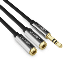 Ugreen Ugreen fejhallgató kábel AV123 minijack 3.5mm (férfi) - 2x minijack 3.5mm (női) - fekete