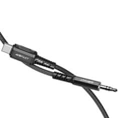 AceFast Acefast audiokábel USB Type C - 3.5mm mini jack (férfi) 1.2m, AUX fekete (C1-08 fekete)
