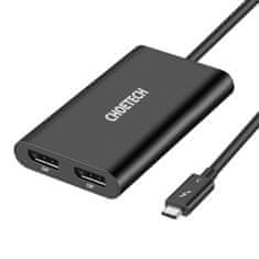 Choetech Choetech adapter elosztó adapter USB-C Thunderbolt 3 (40Gbps) - 2x DisplayPort 4K 60Hz fekete (HUB-D03)