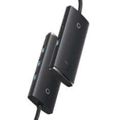 BASEUS Baseus Lite sorozat 4 portos HUB (USB-A 4xUSB-A 3.0) 0,25m fekete (WKQX030001)