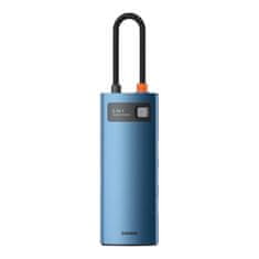 BASEUS Baseus Metal Gleam USB-C - USB-C PD 100W / HDMI / 3x USB-A 3.2 / RJ45 6 az 1-ben HUB - kék színű