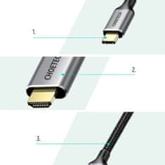Choetech Choetech USB-C - HDMI 2.0 HUB szett szürke + USB-C - HDMI kábel 2m szürke (CH0021)