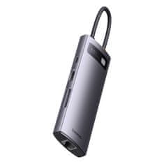 BASEUS Baseus StarJoy HUB 8in1 USB Type C - 3x USB / HDMI / RJ45 (1Gbps) / SD és TF kártyaolvasó / USB Type C PD szürke (WKWG080113)