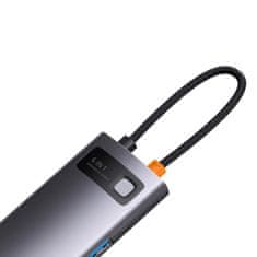 BASEUS Baseus StarJoy HUB 6in1 USB Type C - 3x USB / HDMI / RJ45 (1Gbps) / USB Type C PD szürke (WKWG080013)