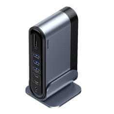 BASEUS Baseus Multifunkcionális HUB 3x USB 3.2 2x USB-C kártyaolvasó / AUX / 3x HDMI / RJ45 1Gbps 100W (EU / CN / UK dugók)