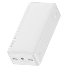 BASEUS Baseus Bipow Powerbank kijelzővel 30000mAh 15W fehér tengerentúli kiadás + USB - Micro USB kábel 0.25m fehér PPBD050202