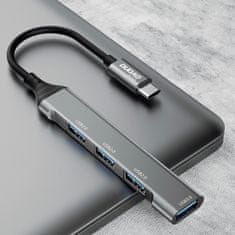 DUDAO Dudao HUB 4in1 USB-C - 4x USB-A (3 x USB2.0 / USB3.0) 6.3cm fekete (A16T)
