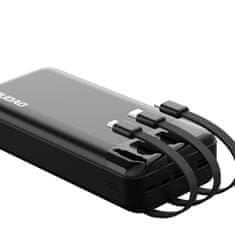 DUDAO Dudao nagyméretű Powerbank 3 beépített kábellel 20000mAh USB-C + micro USB + Lightning fekete Dudao K6Pro+