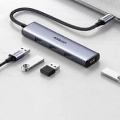 Ugreen Ugreen elosztó HUB USB-C - 4x USB 3.2 Gen 1 ezüst (CM473 20841)
