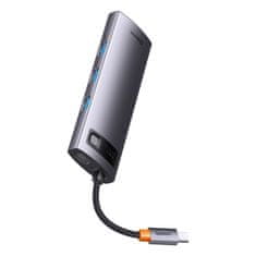 BASEUS Baseus StarJoy HUB 8in1 USB Type C - 3x USB / HDMI / RJ45 (1Gbps) / SD és TF kártyaolvasó / USB Type C PD szürke (WKWG080113)