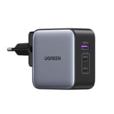 Ugreen CD296 GaN töltő USB / 2x USB-C 65W + adapter EU / UK / US, fekete