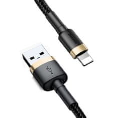 BASEUS Baseus Cafule nylon USB / Lightning QC3.0 2.4A 1M fekete-arany kábel (CALKLF-BV1)