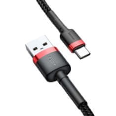 BASEUS Baseus Cafule nylon USB / USB-C QC3.0 2A 2M fekete/piros kábel (CATKLF-C91)