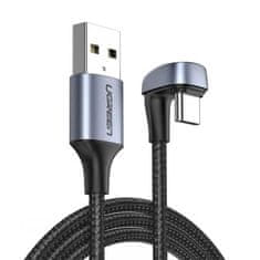 Ugreen Ugreen nylon szögletes USB - USB-C 1 m 3 A 18 W gyorstöltés AFC FCP kábel játékosoknak szürke (70313)