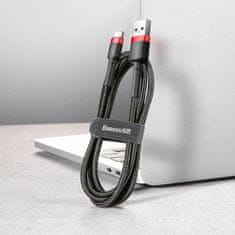 BASEUS Baseus Cafule nylon USB / USB-C QC3.0 3A 0.5M fekete/piros kábel (CATKLF-A91)