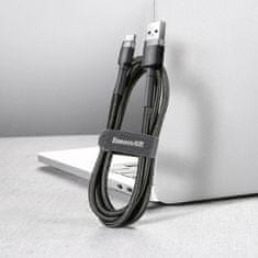 BASEUS Baseus Cafule nylon USB / USB-C QC3.0 3A 1M fekete-szürke kábel (CATKLF-BG1)