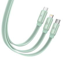 BASEUS Baseus behúzható 3 az 1-ben USB-C - micro USB / USB-C / Lightning PD 100W kábel 1,7m zöld (CAQY000006)