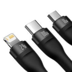 BASEUS Baseus Flash II USB - USB-C / Lightning / micro USB kábel 100 W 1,2 m fekete (CASS030001)