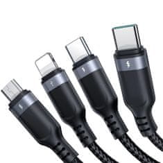 Joyroom USB 4in1 USB-A - 2 x USB-C / Lightning /1.2m Joyroom kábel S-1T4018A18 fekete