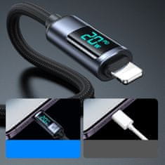 Joyroom Lightning - USB C 20W 1.2m kábel LED kijelzővel Joyroom S-CL020A16 fekete