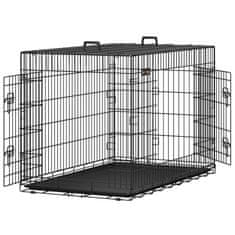 FEANDREA Kutyaketrec, 2 ajtós, fém, fekete 122x74x80 cm