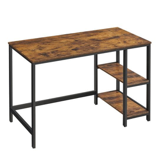 VASAGLE Íróasztal polcokkal, vintage, fekete, barna 120x60x75 cm