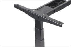 STEMA Elektromos asztalkeret PRATO 04-3T/B. Elektromos magasságállítás 59-123,5 cm. 3 magassági pozíció memória. Ütközésgátló rendszer. Manuális hosszállítás 107-170 cm. 3 szegmenses láb. Fekete szín.