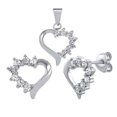 Silvego Ezüst népszerű szív cirkónium kővel díszítve JJJS582 (fülbevaló, medál)