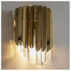 BELLA arany fali lámpa kristályokkal, magas fényű 30cm x 24 cm 11600fal