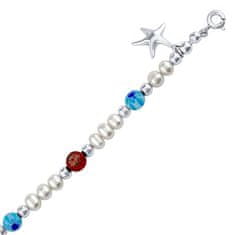 Silvego Ezüst karkötő Triton valódi gyöngyökkel, csillaggal és színes gyöngyökkel PRM20261BPW