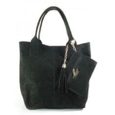 Vera Pelle Kézitáskák na co dzień fekete Zamsz XL A4 Shopper Bag