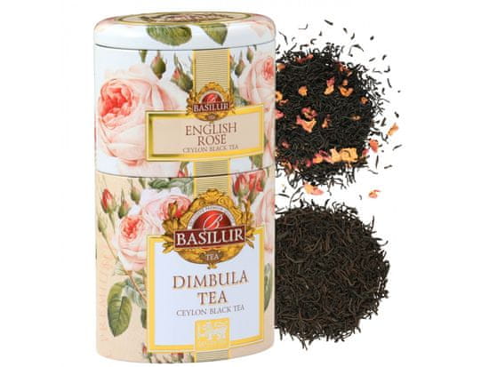 sarcia.eu BASILUR English Rose & Dimbula 2 in 1 - fekete laza levelű tea díszdobozban, 100g