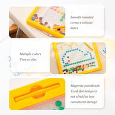 Netscroll Didaktikai játék mágneseivel, mágneses rajztábla színes mágnesekkel, 10 kártya különböző motívumokkal + ceruza a mágnesek felvitelére, úti játék, DotPad