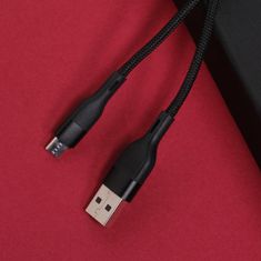 maXlife MXUC-07 kábel USB - microUSB 1,0 m 2,4A fekete nylon (OEM0101186)