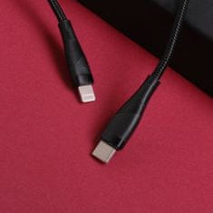maXlife MXUC-08 USB-C kábel - Lightning 1,0 m 27W fekete nylon (OEM0101188)