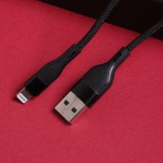 maXlife MXUC-07 kábel USB - Lightning 1,0 m 2,4A fekete nylon (OEM0101185)