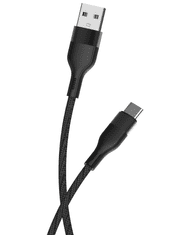 maXlife MXUC-07 kábel USB - USB-C 1,0 m 3A fekete nylon (OEM0101187)