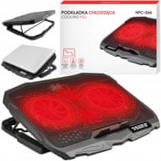 Dexxer LED piros hűtőpárna laptophoz 4x ventilátor 2x USB
