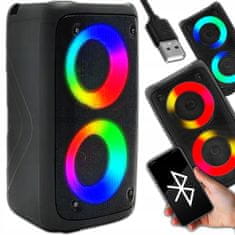 Dexxer Aku. hordozható LED RGB bluetooth 5.0 hangszóró FM USB SD POWER BASS