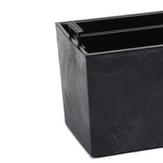 botle 2x virágcserép beton hatású betét + fogantyú készlet 19 x 56 x 19,5 cm Fekete