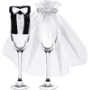 PartyDeco Poharak öltöny - dekoráció italfelismeréshez - Menyasszony, Vőlegény -