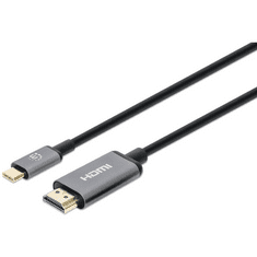 Manhattan 153607 video átalakító kábel 2 M HDMI A-típus (Standard) USB C-típus Fekete, Ezüst (153607)