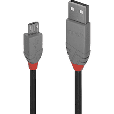 Lindy 36735 USB kábel 5 M USB 2.0 USB A Micro-USB B Fekete, Szürke (36735)