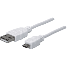 Manhattan 323987 USB kábel 1 M USB 2.0 USB A Micro-USB B Fehér (323987)