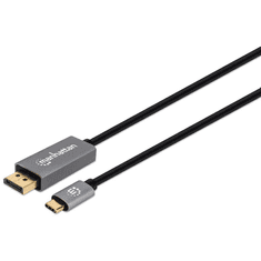Manhattan 354844 video átalakító kábel 2 M USB C-típus DisplayPort Fekete, Ezüst (354844)