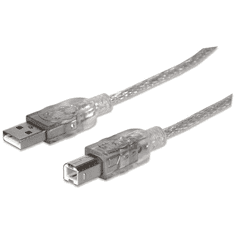 Manhattan 340458 USB kábel 3 M USB 2.0 USB A USB B Ezüst (340458)