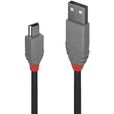 Lindy 36725 USB kábel 5 M USB 2.0 USB A Mini-USB B Fekete (36725)